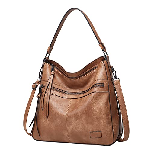 Dunkelrote Handtasche Damen Schultertaschen Handtaschen für Damen Große Designer Damentasche Bucket Purse Leather Hose Taschen (Khaki,One Size) von Generisch