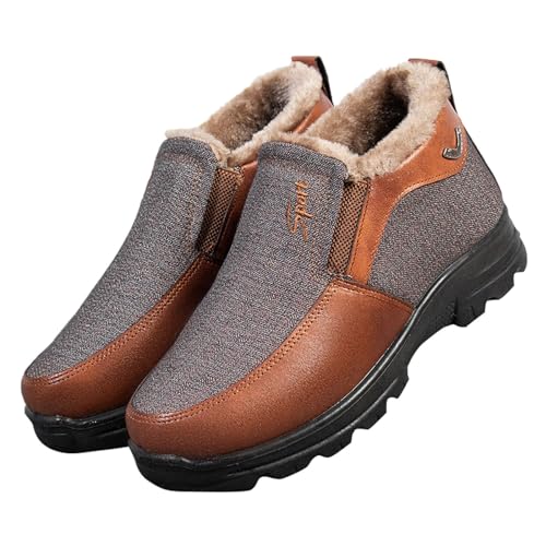 Durchsichtige Schuhe Herren Herren-Schneeschuhe, Winter-Fleece, warme, rutschfeste, Bequeme Schuhe, Latform, lässiges Gehen, lässige Slip-on-Winterschuhe für Herren Schuhe Ohne (Brown, 43) von Generisch