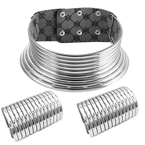 Durchzieher Ohrringe Silber African National Halsbänder Gold Leder Chunky Punk Halskette Gothic Statement Halsketten Schmuck Frauen Mädchen Schmuckkästchen Damen (Grey, One Size) von Generisch