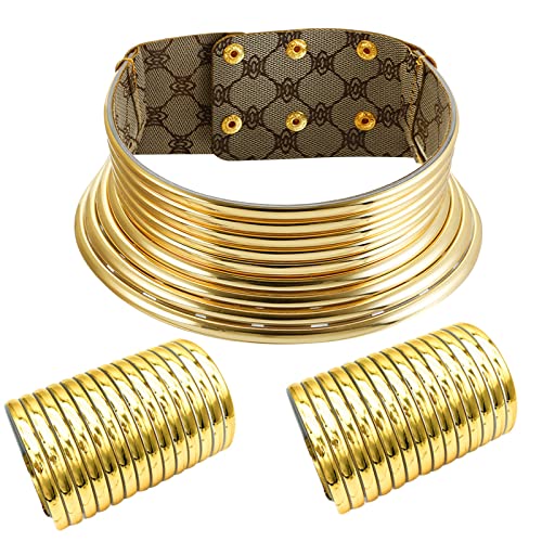 Durchzieher Ohrringe Silber African National Halsbänder Gold Leder Chunky Punk Halskette Gothic Statement Halsketten Schmuck Frauen Mädchen Schmuckkästchen Damen (Khaki, One Size) von Generisch