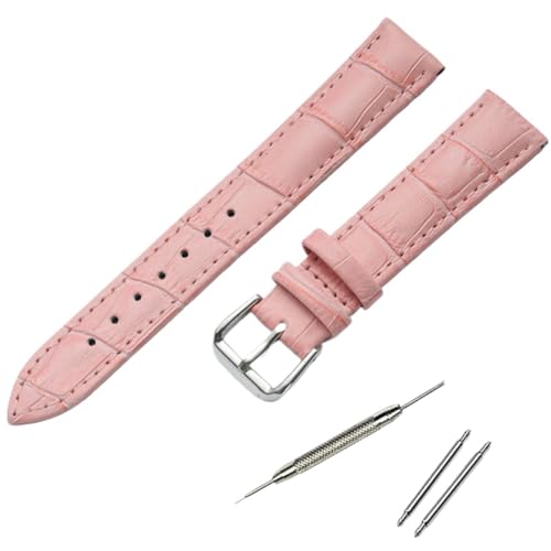 EDVTK35 Uhrenarmband Echtes Lederriemen Uhrenarmbänder 12mm 18mm 20mm 14mm 16mm 19mm 22mm Uhrenzubehör Herren Braun Schwarz Gürtelband(Pink,17mm) von Generisch