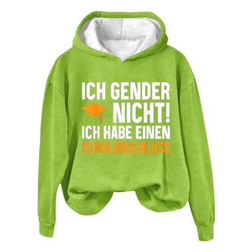 EIN Warmer Kapuzenpullover, geeignet für Männer oder Frauen. Ich Gender Nicht Ich Habe Einen Schulabschluss T-Shirt Samt Jogginghose Damen (Green, XL) von Generisch