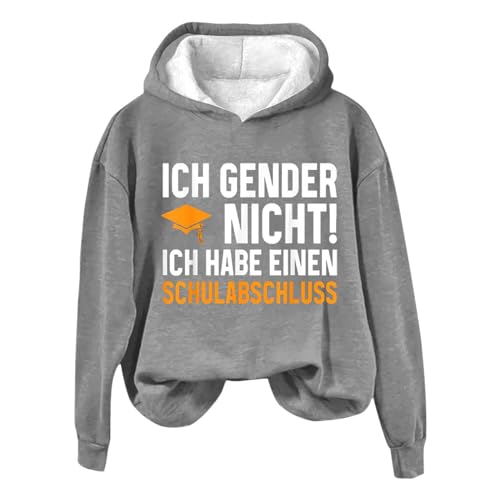 EIN Warmer Kapuzenpullover, geeignet für Männer oder Frauen. Ich Gender Nicht Ich Habe Einen Schulabschluss T-Shirt Samt Jogginghose Damen (Grey, M) von Generisch