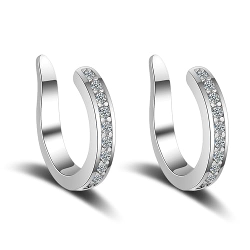 Ear Clips, Adjustable Thin Chunky Pierceless Ears Cuff, Wrap Clip-On Earrings with Sparkling Cubic Zirconia Fake Earrings, Unisex Ear Clips (Silver*2) von Generisch