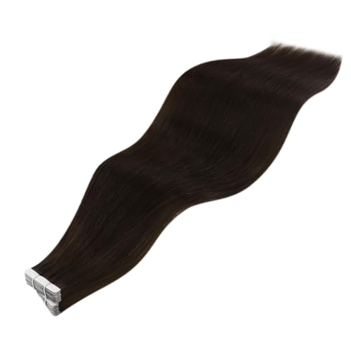 Echthaar Extensions Tape Invisible Tape in Extensions Echthaar Dunkelbraun Invisible Tapes Haarverlängerung Echthaar Tape-in Remy fur Damen (24 in) von Generisch