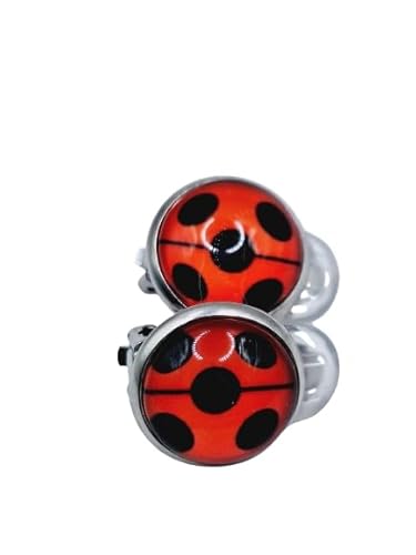 Edelstahl Ohrclips Marienkäfer Ladybug mit Trennlinie 8 mm oder 12 mm mit bequemen Polstern (12 mm zzgl. Fassung) von Generisch