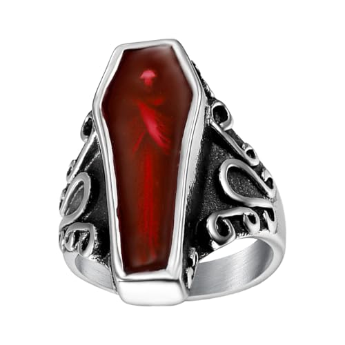 Edelstahl Sargring - Tragbarer Vintage Punk Vampir Schmuck Schweres Modeband | Langlebige Hip-Hop-Fans Durable Schatztruhe Ring für alternatives Zubehör von Generisch