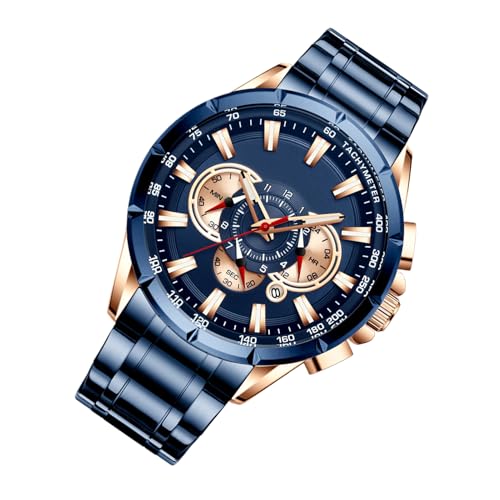 Edelstahl Uhren für Männer, Business Watch, Herrenuhr mit DREI Subdialen, Mechanische Band, Business Clothing Accessoires für Geburtstage, Ostern von Generisch
