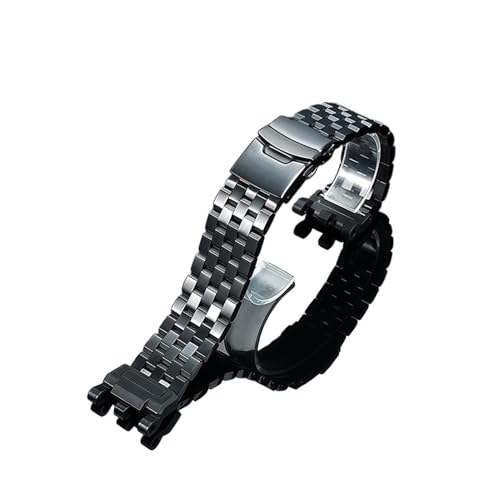 Edelstahl-Uhrenarmband, kompatibel mit Casio Grand King GWG-2000 GWG-2040, modifiziertes Herren-Armband, massives Metall-Armband, Zubehör(D-black) von Generisch