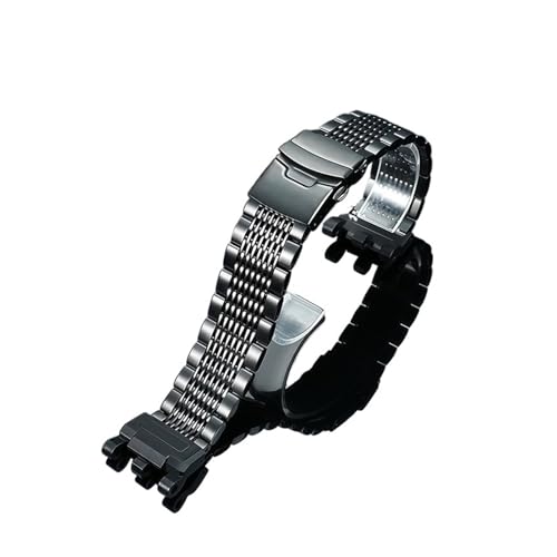Edelstahl-Uhrenarmband, kompatibel mit Casio Grand King GWG-2000 GWG-2040, modifiziertes Herren-Armband, massives Metall-Armband, Zubehör(F -black) von Generisch