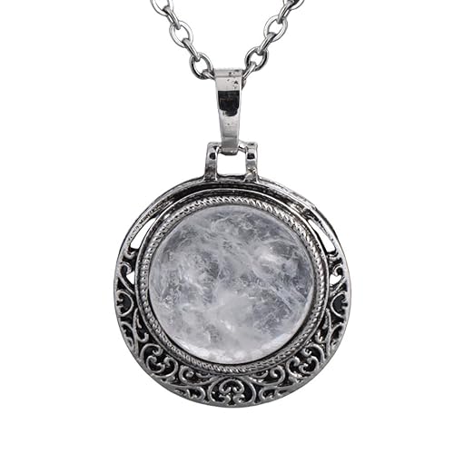Edelstein Anhänger, Verstellbare Kette, Modischer Natürlicher Edelsteinkristall, Runde Perlen, Spitzen-Anhänger, Halskette, Energieschmuck Für Männer Und Frauen, Weißer Kristall von Generisch