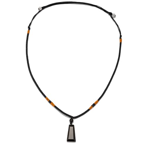 Edelstein Anhänger,Verstellbare Seilkette Mit Natürlichem Kristall -Trapezanhänger, Energieschmuck Für Männer Und Frauen, Schwarz von Generisch