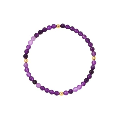 Edelstein Armband Damen, Hand-Woven 4Mm Gold Bead Natural Gemstone Crystal Elastic Rope Bracelet, Energy Jewellery For Men Women Black Onyx von Generisch