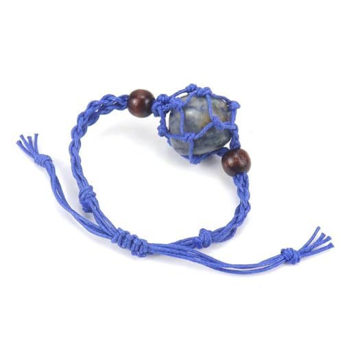 Edelstein Armband Damen, Handgewebtes Verstellbares 2 * 3Cm Natur Edelstein Kristall Netztasche Armband, Energieschmuck Für Männer Frauen Lapislazuli von Generisch