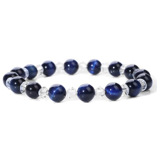 Edelstein Armband Damen, Handgewebtes Verstellbares 8Mm Naturedelstein Kristall Tigerauge Spacer Perlen Elastisches Seilarmband, Energieschmuck Für Männer Frauen Lapi von Generisch