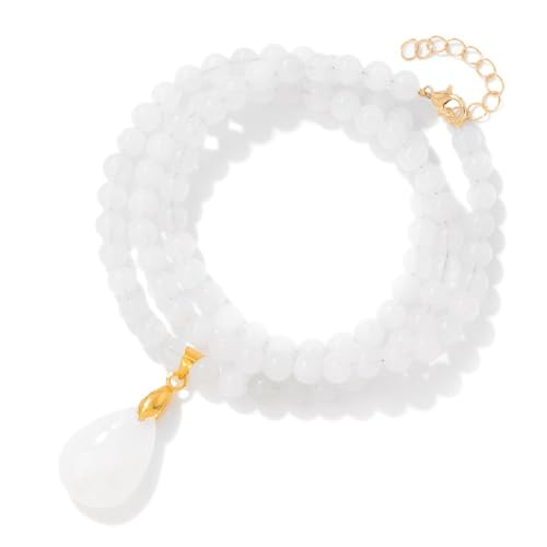 Edelstein Kette,Verstellbarer Karabinerverschluss, Modisch, 6 Mm, Natürlicher Edelstein, Kristallperle, Wassertropfen-Anhänger, Halskette, Energieschmuck Für Männer Und Frauen, Shiraishi von Generisch