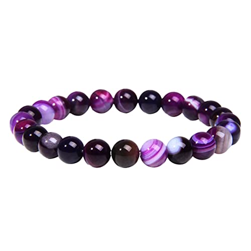 Edelstein Perlen Armband Yoga Armbänder Stretch Heilung Natürliche Armbänder Verstellbare Manschette Elastisches Seil Für Männer Frauen Beaded Cuff Schmuck Geschenk (Purple, One Size) von Generisch