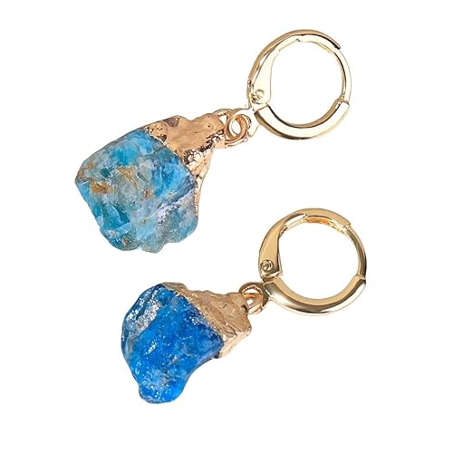 Edelstein Tropfen Ohrringe, Unregelmäßiger Rohstein, Blauer Apatit, Baumelnde Creolen, Statement Party Schmuck, Geschenk für Mutter, Tochter, Ehefrau Edelstein Tropfen Ohrringe, Unregelmäßiger Rohstein, Blauer Apatit, Baumelnde Creolen, Statement Party Schmuck, Geschenk für Mutter, Tochter, Ehefrau von Generisch