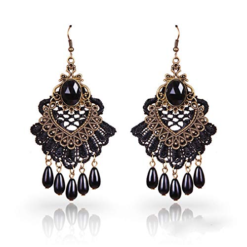 Edle Ohrringe für Damen, antike schwarze Spitze, einzigartige Ohrringe. Schön und attraktiv von Generisch