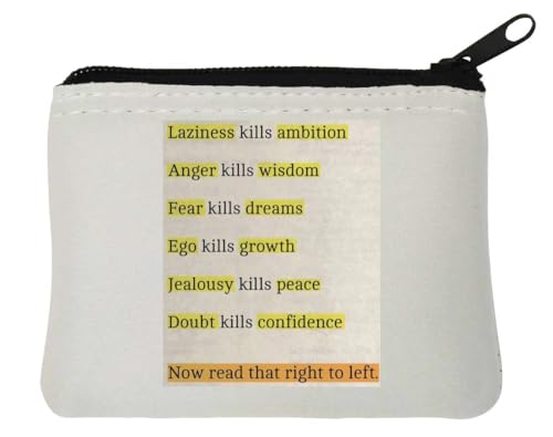 Ego Kills Growth Anger Kills Wisdom Neopren-Geldbörse mit inspirierendem Zitat, 10 x 11 cm, Weiß Ego Kills Growth Anger Kills Wisdom Neopren-Geldbörse mit inspirierendem Zitat, 10 x 11 cm, Weiß von Generisch