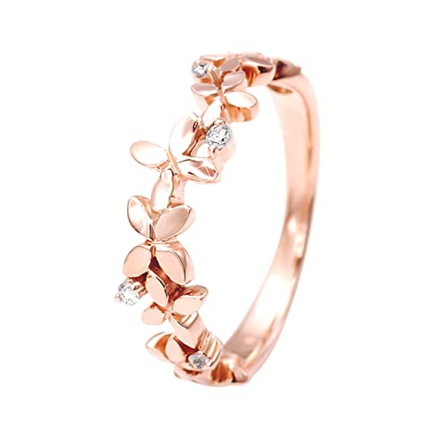 Eheringe für Damen, Blumen-Diamant, stilvoller Ring, Verlobungsring, Schmuck, Geschenk, Geburtstagsgeschenk, für Mama, 34, Metall, Kein Edelstein von Generisch