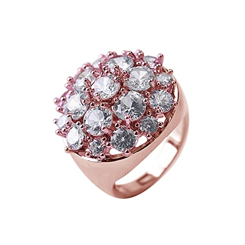 Eheringe für Damen, Diamant, rund, super funkelnder Zirkonia-Ring, Damen-Schmuck, Verlobungsring, Geschenke für Ehefrau, Freundin, 7, Metall, Kein Edelstein von Generisch