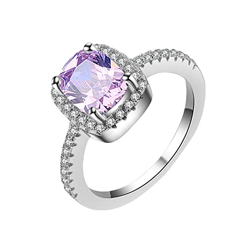Eheringe für Damen, quadratischer Zirkon und Diamantring für Frauen, Modeschmuck, beliebtes Accessoire für Ehefrau, Jahrestag, Geburtstagsgeschenke, 32, Metall, Kein Edelstein von Generisch