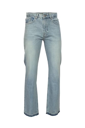 EightyFive Herren Open Hem Jeans Straight Fit 100& Baumwolle (DE/NL/SE/PL, Numerisch, 33, Regular, Regular, Blau) von Generisch