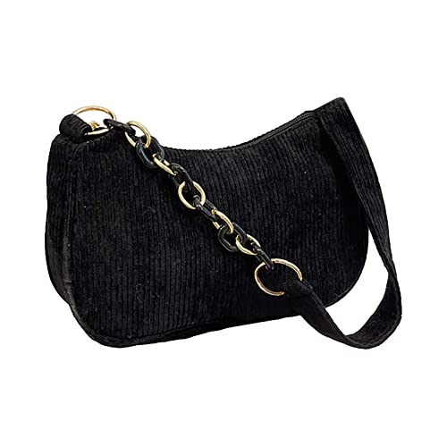Einfache, lässige Flanell-Einzelschulter-Umhängetasche für Damen Canvas Taschen Damen (Black, One Size) von Generisch