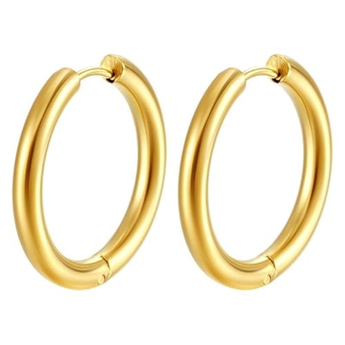 Einfache Edelstahl Scharnier-Creolen für Männer und Frauen, Creolen-Set für 8/10/14/16/18/20 mm, 16 mm, Rostfrei, Ohne Edelstein Einfache Edelstahl Scharnier-Creolen für Männer und Frauen, Creolen-Set für 8/10/14/16/18/20 mm, 16 mm, Rostfrei, Ohne Edelstein von Generisch