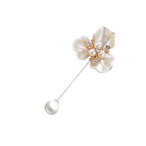 Einfache Perlen- Kamelie- Broschen- Stifte Lange Nadel- Stifte Blumen- Broschen- Corsage für Frauen- Schal- Hemd- Kragen- Kleid- Hochzeits- Schmuck von Generisch