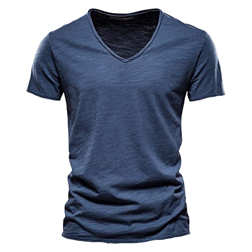 Einfarbig T-Shirt Herren V-Ausschnitt Baumwolle Kurzarm Shirt Regular fit Tshirts Herren Casual Sportshirts Sommer Basic T-Shirt Größe Outdoor Lässige Kurzarmshirt 2025 Einfarbig T-Shirt Herren V-Ausschnitt Baumwolle Kurzarm Shirt Regular fit Tshirts Herren Casual Sportshirts Sommer Basic T-Shirt Größe Outdoor Lässige Kurzarmshirt 2025 von Generisch