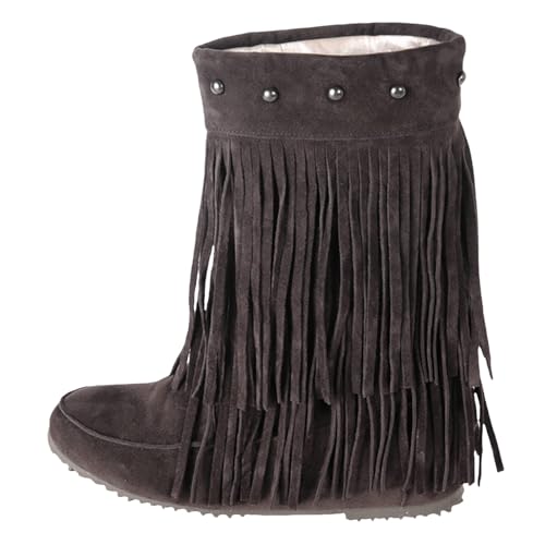 Einfarbige, klobige Stiefeletten mit runder Zehenpartie und Flacher Sohle, modische Stiefel mit Absatz und Reißverschluss für Damen Schuhe Damen Sneaker Billig (Brown, 40) von Generisch