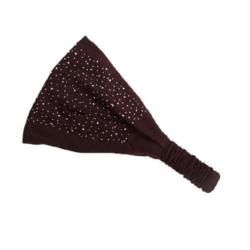 Einfarbiges Haarband mit Strasssteinen auf der Rückseite, elastisch, breit, Haargummi für Damen (Schwarz/Braun) von Generisch