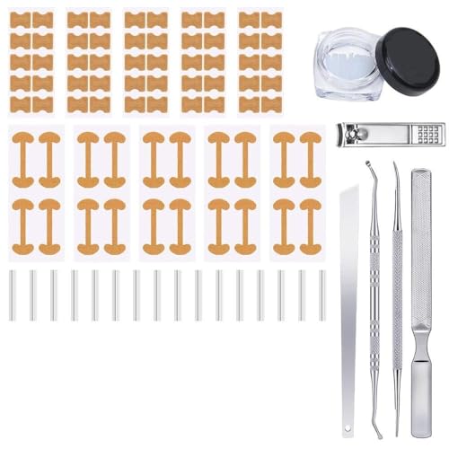 Eingewachsene Zehennägel Pediküre Set, Nagelspange Eingewachsene Zehennägel Mit Zehennagel Korrektur Patch, Nagelknipser Nagelschieber Nagelfeile Pinzette Maniküre Set (2PCS) von Generisch