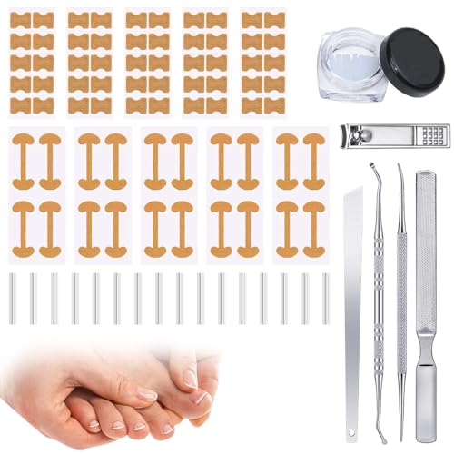 Eingewachsene Zehennägel Set, 2025 Neu Nagelfräser mit Aufkleber Nagelzange Und Nagelschieber, Maniküre Set Nagelfalztamponade Rohr Zehennagel Korrektur für Fußnägel Profi Pediküre Set (16Pcs) von Generisch