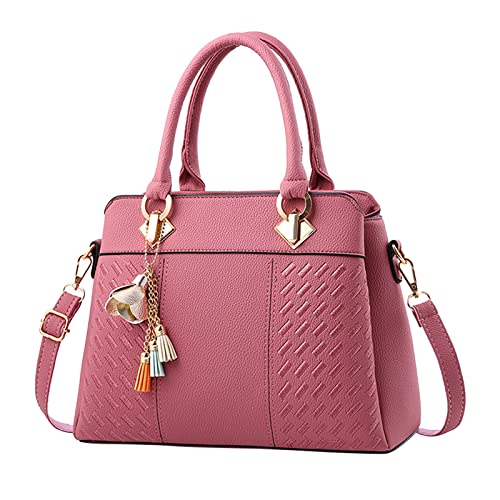 Einkaufskörbe Taschen Damen Handtaschen Damen Geldbörse Satchel Umhängetaschen Geräumige Tote Ledertasche Grüne Hose Damen Mit Taschen (Watermelon Red, One Size) von Generisch