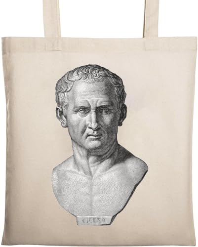 Einkaufstasche aus natürlicher ökologischer Baumwolle, Motiv: antike Griechenland-Statue von Cicero, Beige Einkaufstasche aus natürlicher ökologischer Baumwolle, Motiv: antike Griechenland-Statue von Cicero, Beige von Generisch