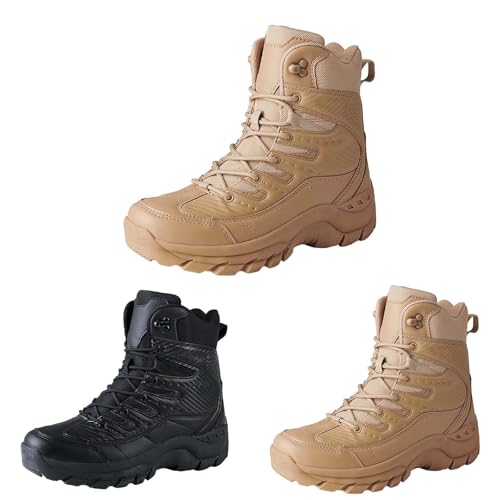 Einsatzstiefel Herren Zipper Kampfstiefel Springerstiefel MilitäR Stiefel Tactical Boots Herren Security Schuhe Wanderschuhe VerschleißFest Arbeitsschuhe Wasserdicht SchnüRstiefeletten Boots von Generisch