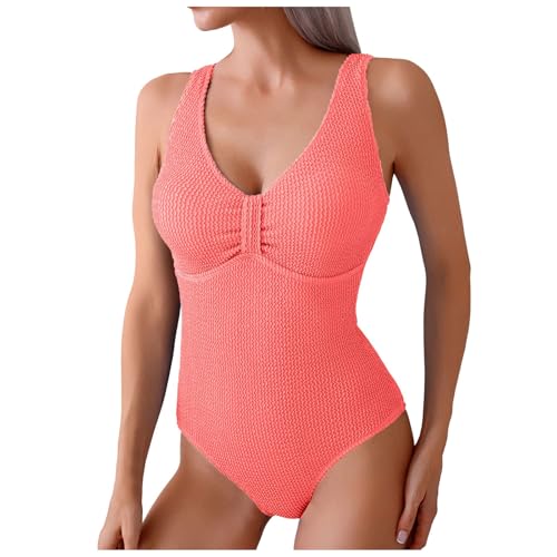 Einteiliger Damen-Badeanzug, gerippt, breite Träger, U-Ausschnitt, Sommer, Bauchkontrolle, Badeanzug, wassermelone, XXL Einteiliger Damen-Badeanzug, gerippt, breite Träger, U-Ausschnitt, Sommer, Bauchkontrolle, Badeanzug, wassermelone, XXL von Generisch