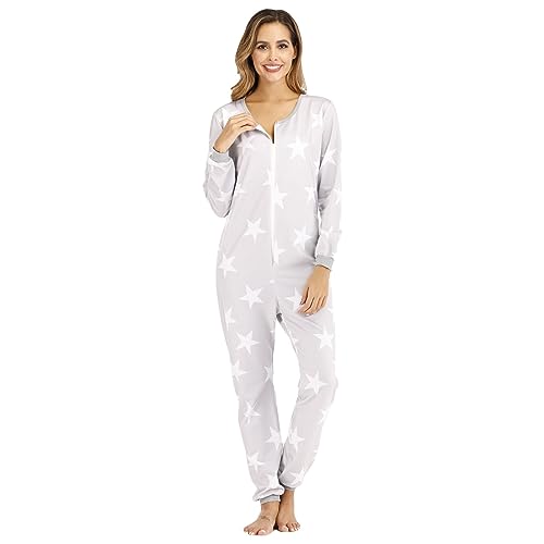 Einteiliger Schlafanzug für Damen – Overall für Damen, All-in-One-Kapuzenanzug, Nachtwäsche, Schlafanzug, Stern-Druck, Reißverschluss, Einteiler mit Taschen, Winter-Overall, Damen, Erwachsene, Einteiliger Schlafanzug für Damen – Overall für Damen, All-in-One-Kapuzenanzug, Nachtwäsche, Schlafanzug, Stern-Druck, Reißverschluss, Einteiler mit Taschen, Winter-Overall, Damen, Erwachsene, von Generisch