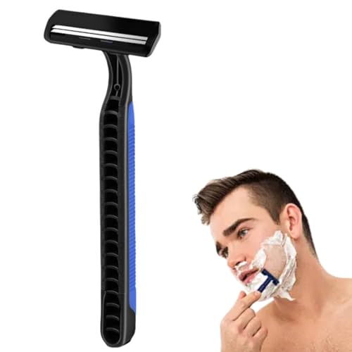 Einweg-Rasierer, Edelstahl-Rasierklinge, für Camping, Reisen, Mehrzweck-Rasierer, tragbar, manuelle Herren-Einwegrasierer für Baden, Hotel, Reisen (blau, 1 Stück) von Generisch