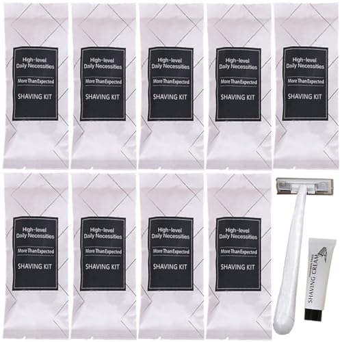 Einweg-Rasierset und Rasiercreme, einzeln verpackt, sauber und hygienisch, manuelle Rasierer, Toilettenartikel, Hotel-Rasierer für Hotel, Camping und Reisen, 10 Stück von Generisch