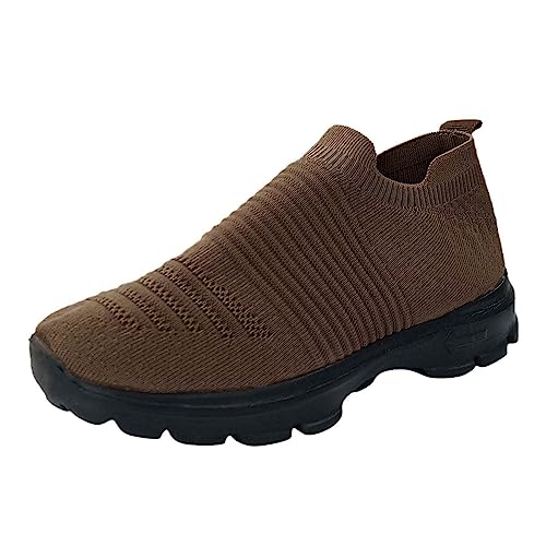 Einzelne Schuhe Damen Mesh Knit, Sneaker Sommer Schwarz Slip On Joggingschuhe Atmungsaktiv Schlupfschuhe 2025 Laufschuhe Leicht Reise Schuhe Anti-Rutsch Freizeitschuhe Nüchternheit Trekkingschuhe von Generisch