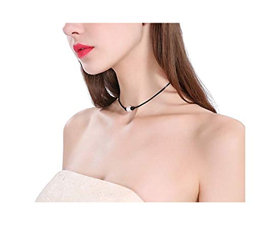 Einzelne kultivierte Süßwasserperlen-Halskette für Frauen Echtes Leder Schmuck Handgefertigt von Generisch