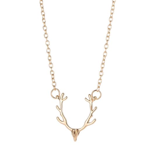 Einzelverkauf Weihnachten Geweih Anhänger Halskette Frauen Gold Farbe Perlen Mond Stern Horn Halbmond Halsband Halsketten Schmuck NeuNützlich und stilvoll. von Generisch