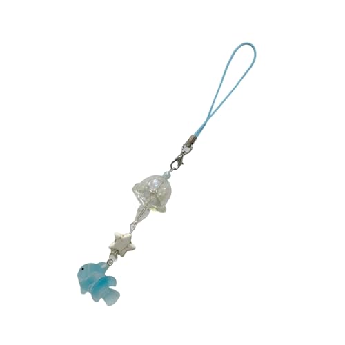 Einzigartige Smartphone-Kette mit Fisch und Stern, bunte Perlen, modischer mobiler Schlüsselband, Schmuck für Geldbörse von Generisch