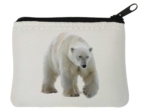 Eisbär Walking Neopren Münztasche 12 x 9 cm Weiß von Generisch