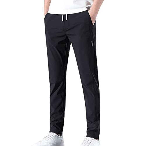 Eisseide Hose Herren Stretch Slim-Fit Jogginghose Männer Einfarbig Lässig Sommerhose Leichte Comfort Sporthose Atmungsaktive Freizeithose All Match Fitnesshose Knitterfreie Gerade Hosen von Generisch