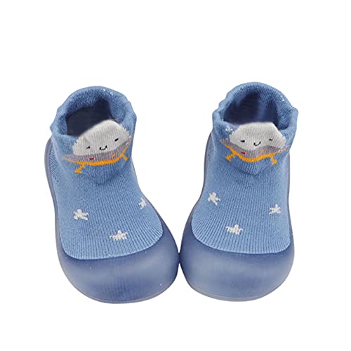 Elastische Baby Sneakers für Kleinkinder Erste Laufschuhe mit Tierdesign Bequeme Sockenschuhe für Säuglinge Freizeit (Blue, 24) von Generisch